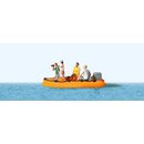 Preiser 10764 Familie im Schlauchboot  Spur H0