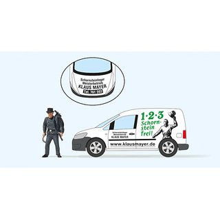 Preiser 33267 Schornsteinfeger, Volkswagen Caddy  Spur H0
