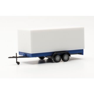 Herpa 055437 PKW Tandem-Planenanhänger, blau/weiß  Maßstab 1:87