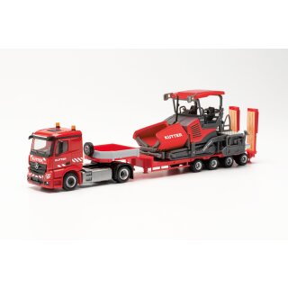 *Herpa 314664 MB Actros CS Tieflade-Sattelzug, Vögele Deckenfertiger, Kutter  Maßstab 1:87