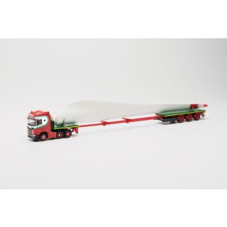 Herpa 315524 Scania CS 20 HD Teletrailer-Sattelzug m. Windradflügel, Vlastuin Transp. Maßstab 1:87