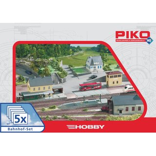 PIKO 61923 Bahnhof-Set 5-teilig, Spur H0