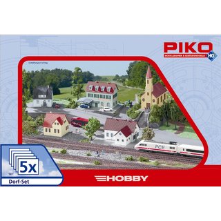 PIKO 61925 Dorf-Set 5-teilig, Spur H0