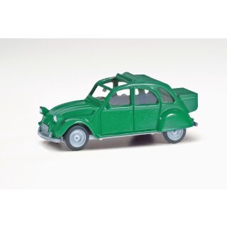 Herpa 027632-005 Citroen 2 CV mit Queue, signalgrün  Maßstab 1:87