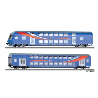 Tillig 01064 2er Set Doppelstockwagen mit Steuerwagen, SRI, Ep.VI  Spur TT