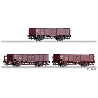 *Tillig 01077  Güterwagen-Set, drei offene Güterwagen, DR, Ep.IV  Spur TT