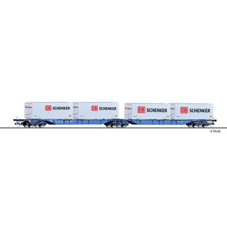 Tillig 18035 Doppeltragwagen Sggmrs 714, DBAG mit 4 Wechselbehältern, DB Schenker, Ep.VI Spur TT