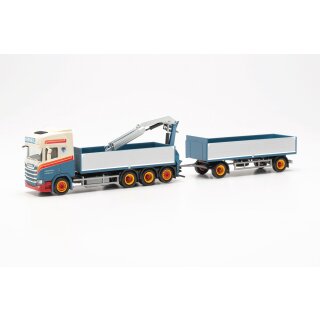 Herpa 316026 Scania CR HD Pritschen-Hängerzug mit LK, Verheul (NL)  Maßstab 1:87