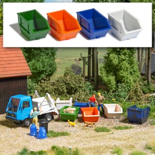 Busch 7753 M-Set: 4 Absetzcontainer 2,5m³ Spur H0