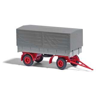*Busch 53352 IFA HL80 Anhänger mit Plane, grau/rot, 1967  Maßstab 1:87