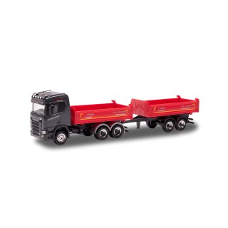 Herpa 952927 Scania CR Tandem-Baukipper-Hängerzug, Dreger  Maßstab: 1:87