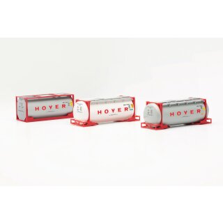 Herpa 076500-006 3er Set Tankcontainer, Hoyer  Maßstab 1:87