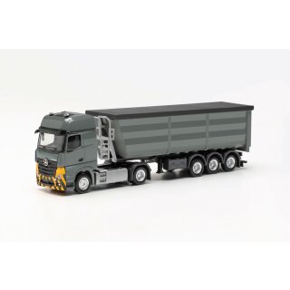 Herpa 316545 MB Actros L Stahlrundmulden-Sattelzug, grau/gelb  Maßstab 1:87