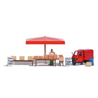Busch 7913 A-Set: Marktstand Erdbeeren Spur H0