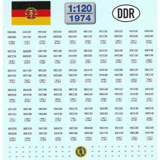 TL Decals 1974  DDR Kfz-Kennzeichen ab 1976  Maßstab 1:120