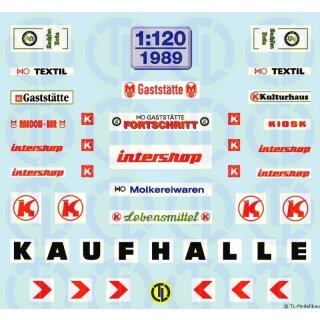 TL Decals 1989  Handel-Beschriftungen Maßstab 1:120