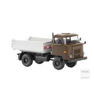 Hädl 121070-16 IFA L60 Dreiseitenkipper, kippbar, Allradfahrgestell, Ballonräder, mahagonibraun  Spur TT