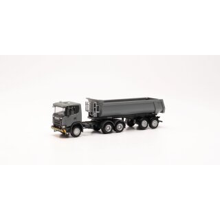 Herpa 316248 Scania CG17 6x6 Rundmulden-Sattelzug 3a/2a, grau/gelb  Maßstab 1:87
