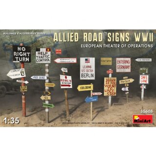 MiniArt 550035608 Maßstab: 1:35 WW2 Alliierte Verkehrsschilder Europa