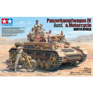 Tamiya 300025208 1:35 Dt. PzKpfw.IV Ausf.F m. Krad DAK
