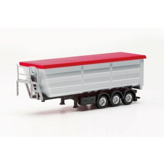 Herpa 077057-002 Stahlmulden-Auflieger, silber mit roter Plane  Maßstab 1:87