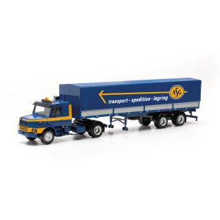 Herpa 317061 Scania Hauber Pritsche-/Planen-Sattelzug, ASG (S)  Maßstab 1:87