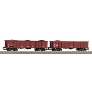 Piko 58287 Spur H0 2er Set Offene Güterwagen Eao, FS, Ep. V mit Kohleladung