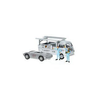 Brekina 32867 VW T1b Renntransporter mit Wiking Porsche Spyder Vasek Polak, 1960 Maßstab: 1:87