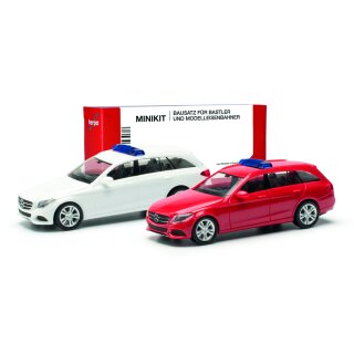 Herpa 013284-003 MiKi MB C-Klasse Kombi mit Warnbalken (2er Set)  Maßstab 1:87