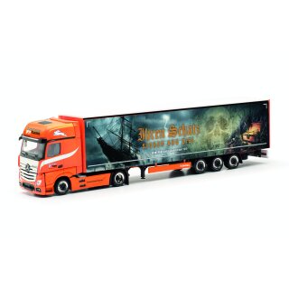 Herpa 317450 MB Actros L GigaSp Lowliner-Gardinenplanen-Sattelzug, Ferntrans Haas Maßstab 1:87