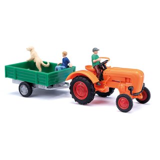 *Busch 50052 Allgaier A 111 L mit Einachsanhänger und Figuren, 1955  Maßstab 1:87