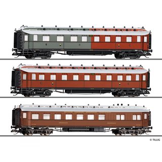 Tillig 01085 3er Set Personenwagen, Preußischer Schnellzug, KPEV, Ep.I  Spur TT