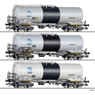Tillig 01089  3er Set Kesselwagen, KVG, DR, Ep.V  Spur TT