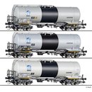 Tillig 01089  3er Set Kesselwagen, KVG, DR, Ep.V  Spur TT