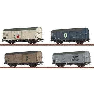 BRAWA 50942 Spur H0 4er Set gedeckte Güterwagen Gltr, Automarken, DRG, Ep.II