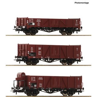 Roco 6600102 3-tlg. Set: Offene Güterwagen, DRB, Ep. II  Spur H0