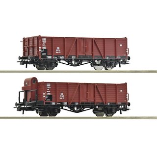 Roco 76289 2-tlg. Set: Offene Güterwagen, DB, Ep. III  Spur H0