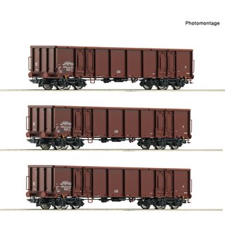 Roco 6600103 3-tlg. Set: Offene Güterwagen, DR, Ep. IV  Spur H0