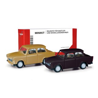 Herpa 013901-002 MiniKit 2x Trabant 601 Limousine, samtocker/rallyeschwarz  Maßstab 1:87