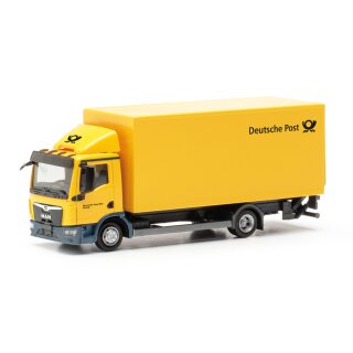 Herpa 317689 MAN TGL Koffer-LKW mit Ladebordwand, Post  Maßstab 1:87