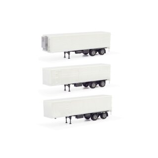 Herpa 87MBS026512 Set mit drei undekorierten Koffer-Aufliegern  Maßstab 1:87