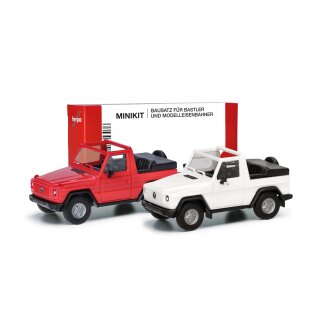 Herpa 012744 MiKi 2er Set Puch G-Klasse´89, offen, rot / weiß  Maßstab 1:87