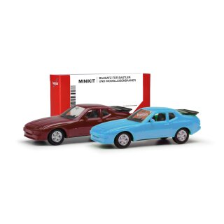 Herpa 012768-004 MiKi 2er Set Porsche 944, blau / rot  Maßstab 1:87