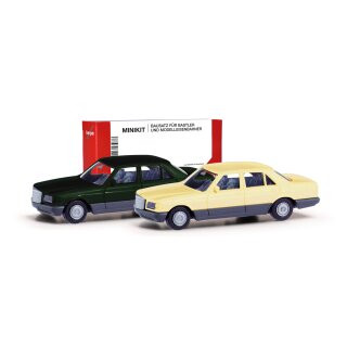 Herpa 013727-003 MiKi 2er Set Mercedes-Benz S-Klasse, W126, tiefgrün / elfenbein  Maßstab 1:87