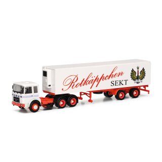 *Herpa 317887 Roman Diesel 6x2 Kühlkoffer-Sattelzug, Rotkäppchen Sekt  Maßstab 1:87