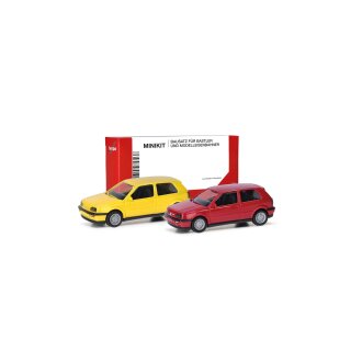 Herpa 014014 MiKi VW Golf III VR6 2türig, 2er Set, flashrot/schwefelgelb  Maßstab 1:87