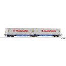 Tillig 18075 Tragwagen, Kombiwaggon mit 2  45 Containern,...