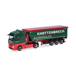 Herpa 318518 MB Actros StSp Stahlmulden-Sattelzug, Knettenbrech & Gurdulic Maßstab 1:87
