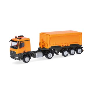 Herpa 318549 MB Arocs ClassicSp Abraumcontainer-Sattelzug, kommunalorange  Maßstab 1:87