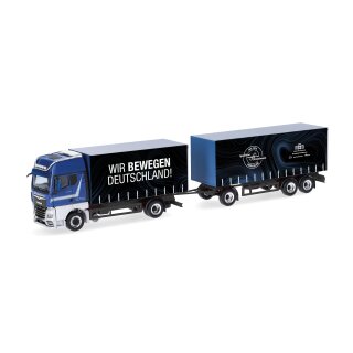 Herpa 318563 MAN TGX GX Gardinenplanen-Hängerzug, Stickelmann/Wir bewegen Deutschland Maßstab 1:87